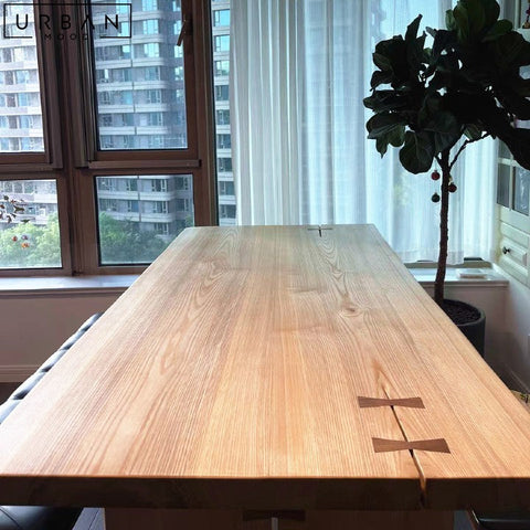 ROLON Japandi Solid Wood Dining Table Minimalist Design - URBANMOOD