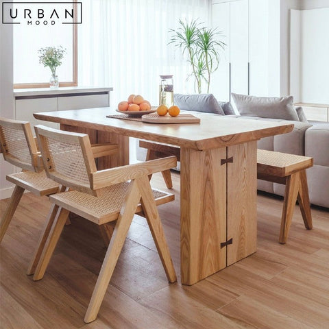 ROLON Japandi Solid Wood Dining Table Minimalist Design - URBANMOOD