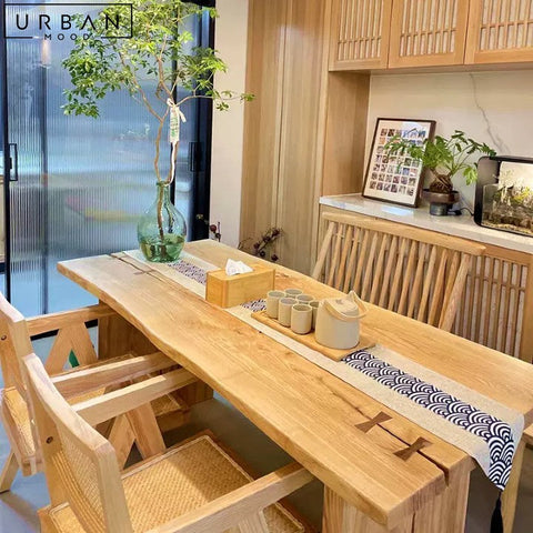 ROLON Japandi Solid Wood Dining Table Minimalist Design - URBANMOOD