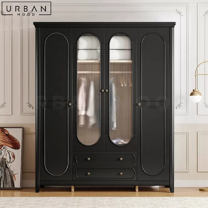 ROSALIA Vintage French Pine Wood Wardrobe - URBANMOOD