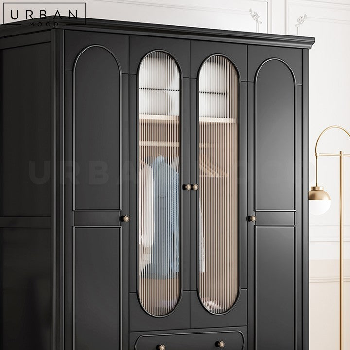 ROSALIA Vintage French Pine Wood Wardrobe - URBANMOOD