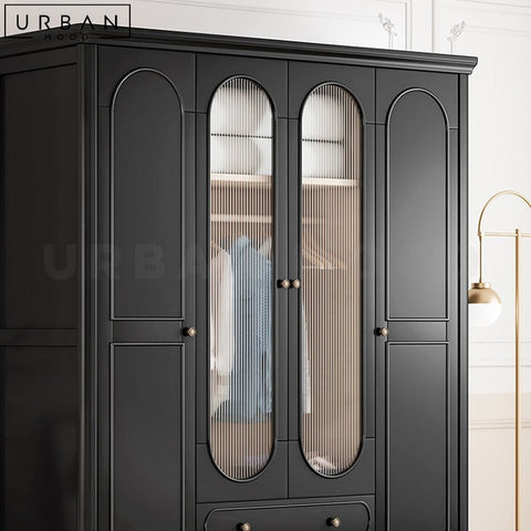 ROSALIA Vintage French Pine Wood Wardrobe - URBANMOOD