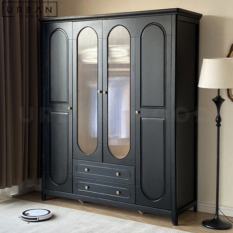 ROSALIA Vintage French Pine Wood Wardrobe - URBANMOOD