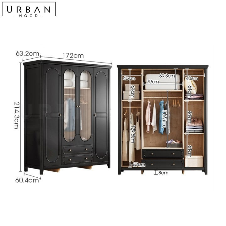 ROSALIA Vintage French Pine Wood Wardrobe - URBANMOOD