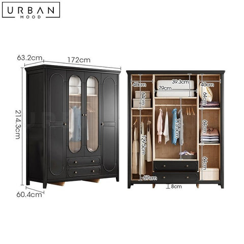 ROSALIA Vintage French Pine Wood Wardrobe - URBANMOOD