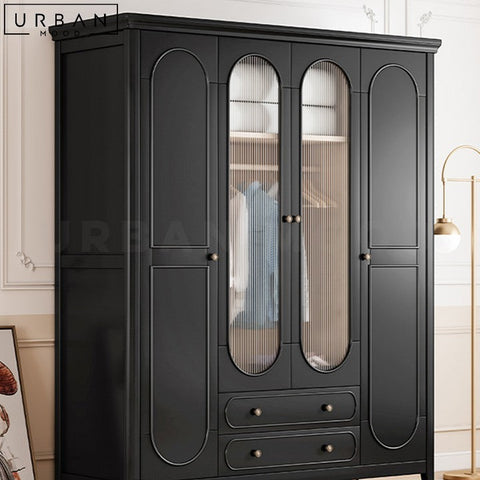 ROSALIA Vintage French Pine Wood Wardrobe - URBANMOOD