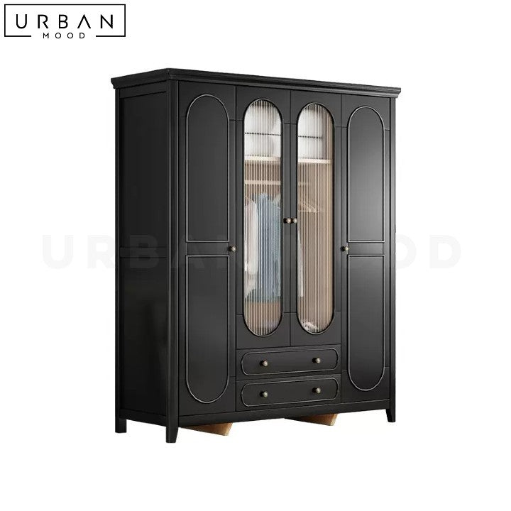 ROSALIA Vintage French Pine Wood Wardrobe - URBANMOOD