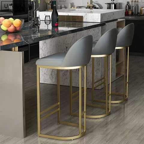 ROYN Modern Leather Bar Stool Scandinavian Design - URBANMOOD