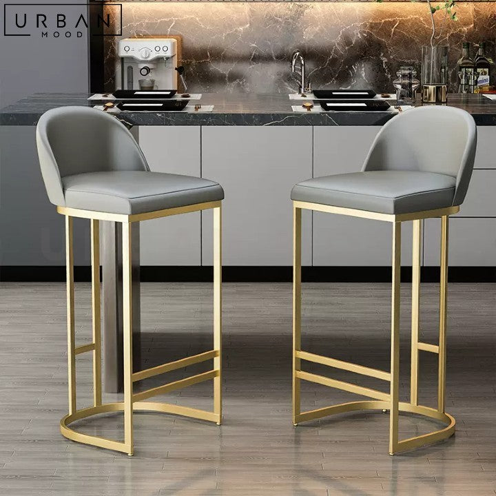 ROYN Modern Leather Bar Stool Scandinavian Design - URBANMOOD
