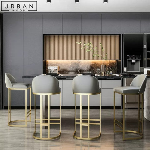 ROYN Modern Leather Bar Stool Scandinavian Design - URBANMOOD