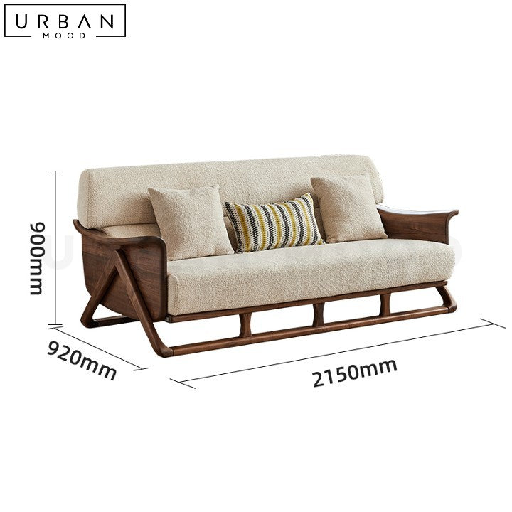 Rustic Fabric Sofa with Black Walnut Wood Frame - URBANMOOD