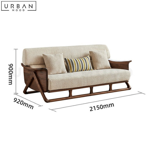 Rustic Fabric Sofa with Black Walnut Wood Frame - URBANMOOD