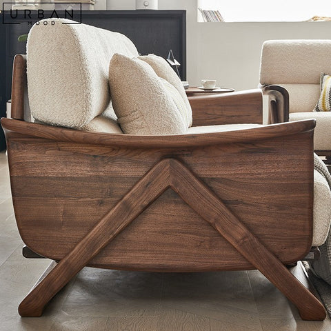 Rustic Fabric Sofa with Black Walnut Wood Frame - URBANMOOD