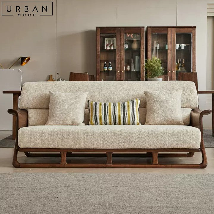 Rustic Fabric Sofa with Black Walnut Wood Frame - URBANMOOD