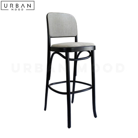 Rustic Rattan Bar Stool ALVES Durable Wood Seating - URBANMOOD