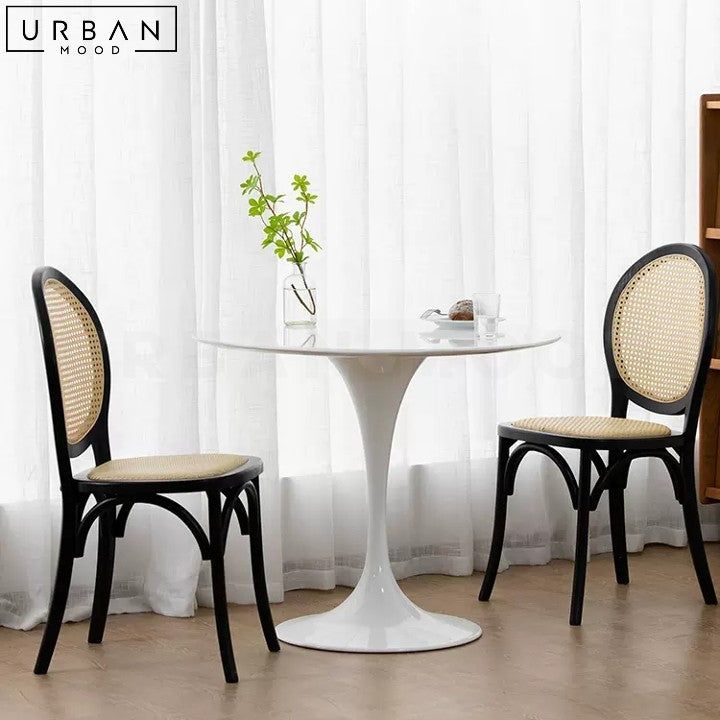Rustic Rattan Dining Chair with Oval Backrest - URBANMOOD