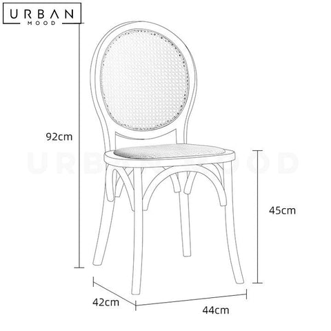 Rustic Rattan Dining Chair with Oval Backrest - URBANMOOD