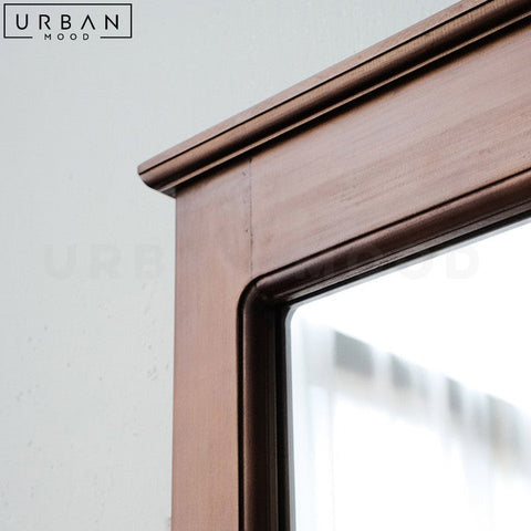 Rustic Solid Wood Wall Mirror with Japanese Elegance - URBANMOOD
