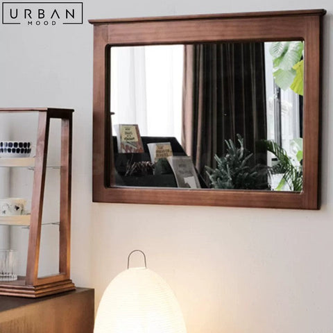 Rustic Solid Wood Wall Mirror with Japanese Elegance - URBANMOOD