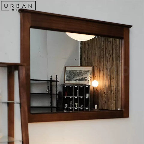 Rustic Solid Wood Wall Mirror with Japanese Elegance - URBANMOOD