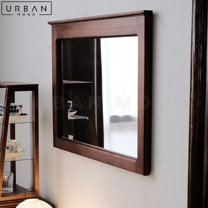 Rustic Solid Wood Wall Mirror with Japanese Elegance - URBANMOOD