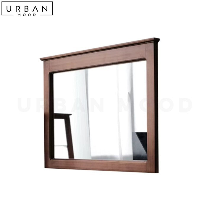 Rustic Solid Wood Wall Mirror with Japanese Elegance - URBANMOOD