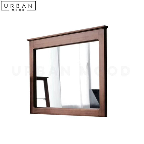 Rustic Solid Wood Wall Mirror with Japanese Elegance - URBANMOOD