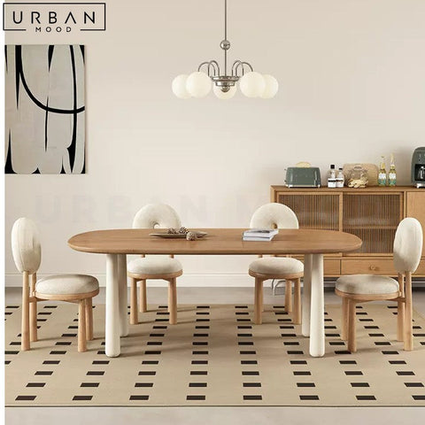 SAARY Japandi Solid Wood Dining Table Sleek Oak Finish - URBANMOOD