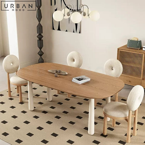 SAARY Japandi Solid Wood Dining Table Sleek Oak Finish - URBANMOOD
