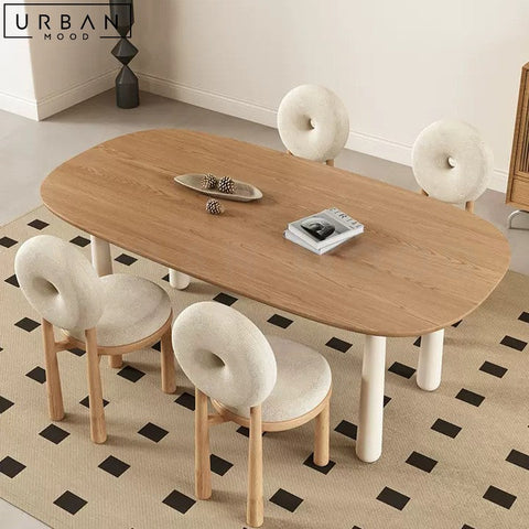 SAARY Japandi Solid Wood Dining Table Sleek Oak Finish - URBANMOOD