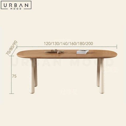 SAARY Japandi Solid Wood Dining Table Sleek Oak Finish - URBANMOOD