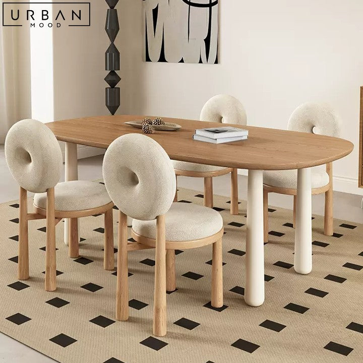 SAARY Japandi Solid Wood Dining Table Sleek Oak Finish - URBANMOOD