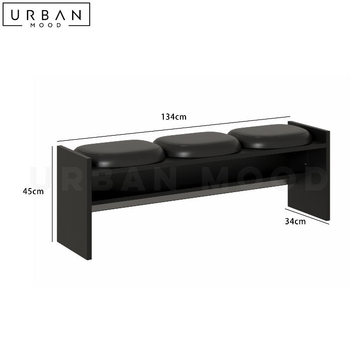 SANTIAGO Modern Black Pine Wood Bench Sleek and Sturdy - URBANMOOD