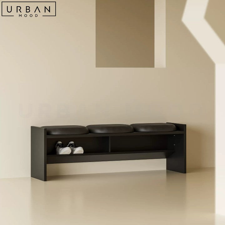 SANTIAGO Modern Black Pine Wood Bench Sleek and Sturdy - URBANMOOD