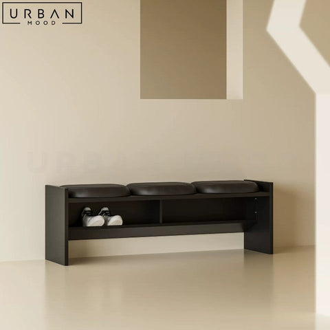 SANTIAGO Modern Black Pine Wood Bench Sleek and Sturdy - URBANMOOD