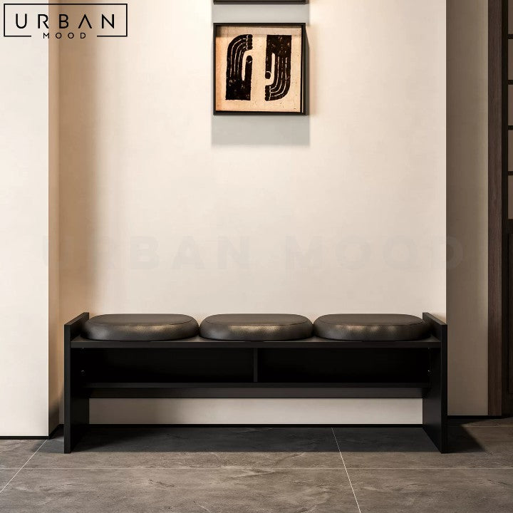 SANTIAGO Modern Black Pine Wood Bench Sleek and Sturdy - URBANMOOD