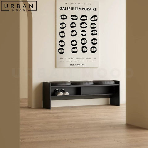 SANTIAGO Modern Black Pine Wood Bench Sleek and Sturdy - URBANMOOD