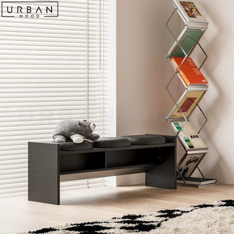 SANTIAGO Modern Black Pine Wood Bench Sleek and Sturdy - URBANMOOD