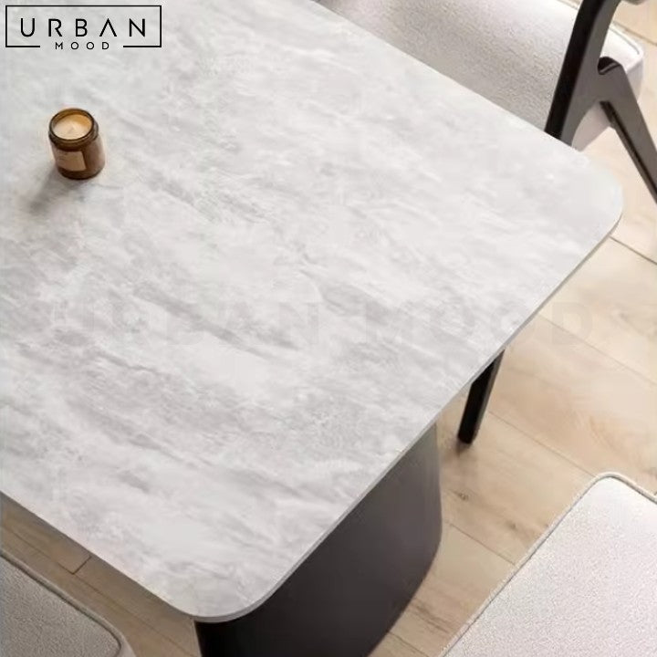 SARAA Modern Sintered Stone Dining Table Sleek Grey Finish - URBANMOOD