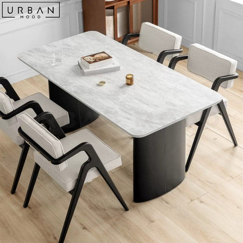 SARAA Modern Sintered Stone Dining Table Sleek Grey Finish - URBANMOOD
