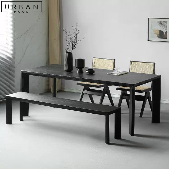 SARAVAN Modern Solid Wood Dining Table Black Finish - URBANMOOD