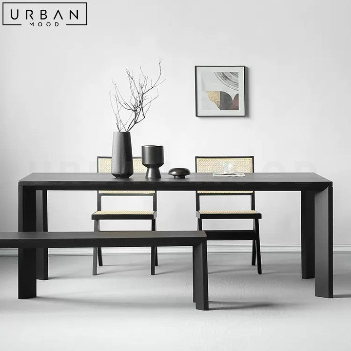 SARAVAN Modern Solid Wood Dining Table Black Finish - URBANMOOD