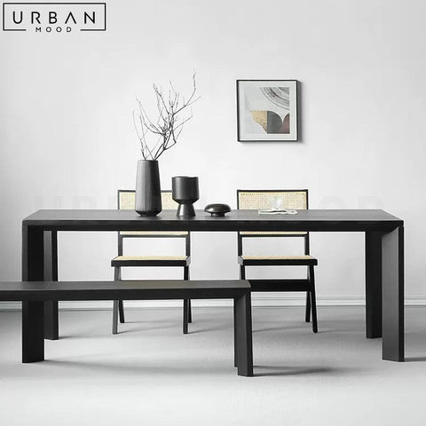 SARAVAN Modern Solid Wood Dining Table Black Finish - URBANMOOD