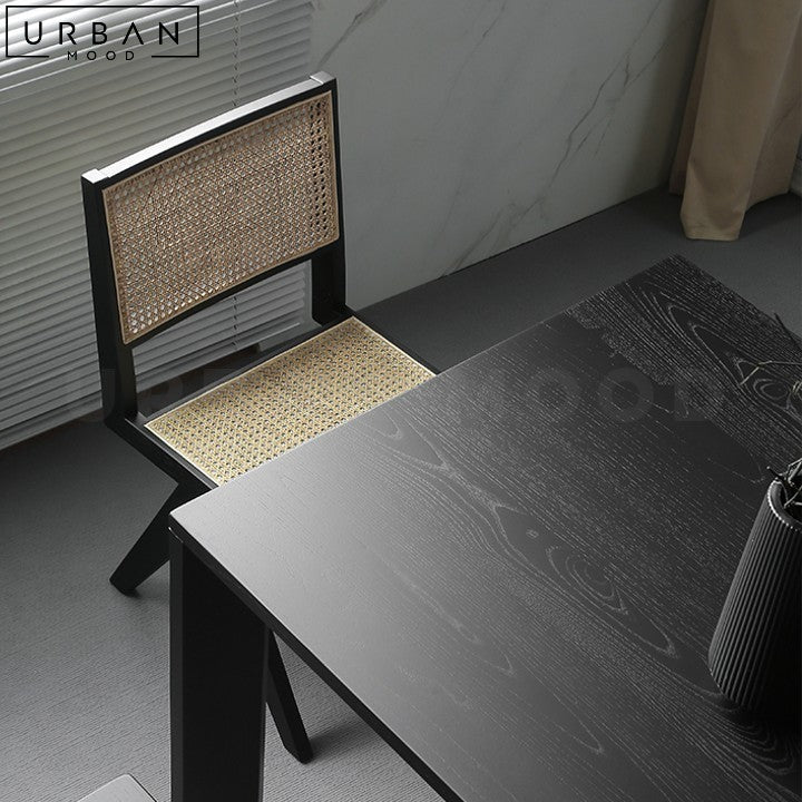 SARAVAN Modern Solid Wood Dining Table Black Finish - URBANMOOD