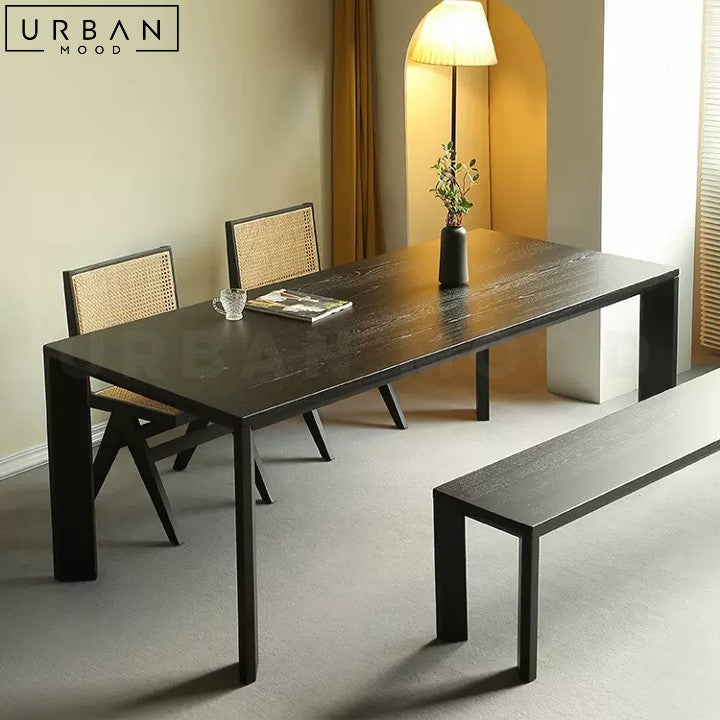SARAVAN Modern Solid Wood Dining Table Black Finish - URBANMOOD