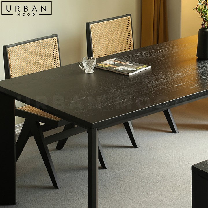 SARAVAN Modern Solid Wood Dining Table Black Finish - URBANMOOD