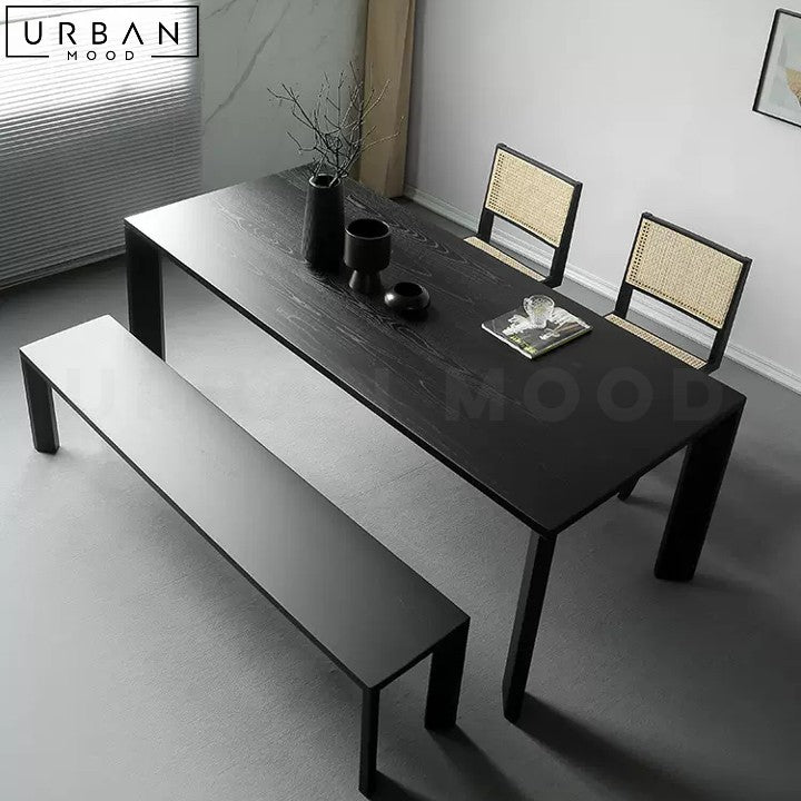SARAVAN Modern Solid Wood Dining Table Black Finish - URBANMOOD