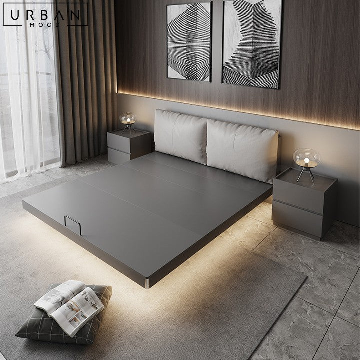 SCHENKER Modern Floating Bedframe with LED Lighting - URBANMOOD