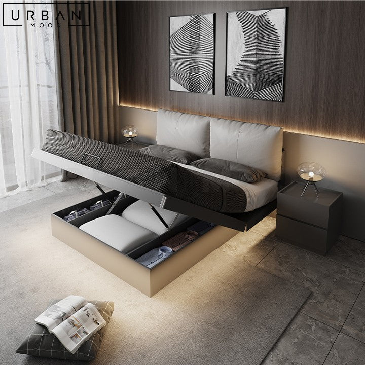 SCHENKER Modern Floating Bedframe with LED Lighting - URBANMOOD