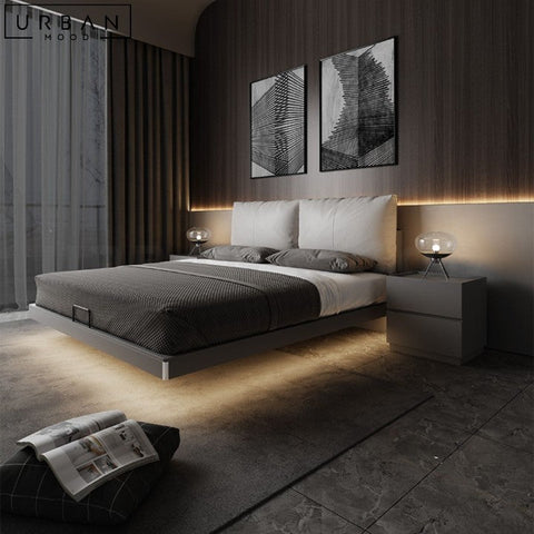 SCHENKER Modern Floating Bedframe with LED Lighting - URBANMOOD
